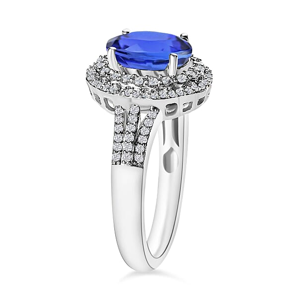 Shop Lc Luxoro Premium Tanzanite And G-H I1 Diamond 2.60 Ctw Ring In 14K White Gold (Del. In 10-12 Days)