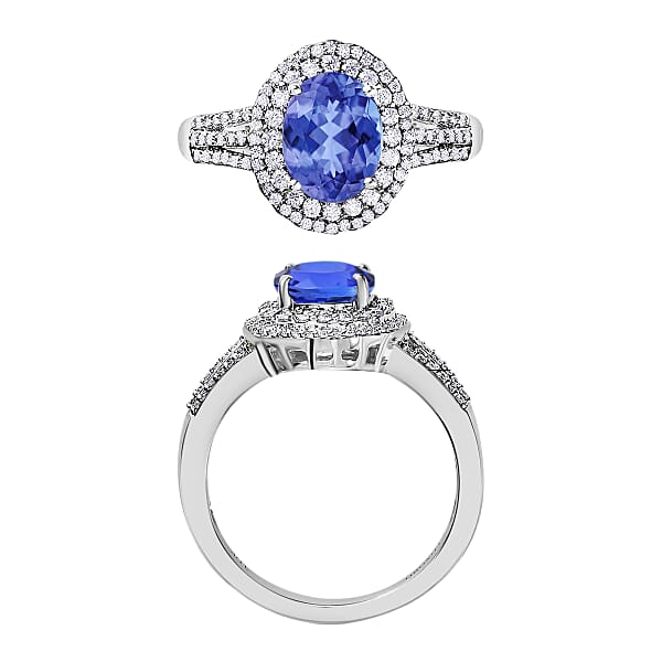 Shop Lc Luxoro Premium Tanzanite And G-H I1 Diamond 2.60 Ctw Ring In 14K White Gold (Del. In 10-12 Days)