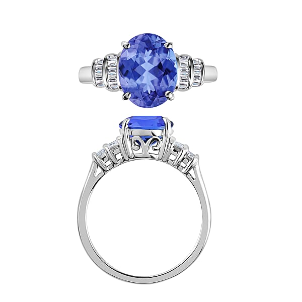 Shop Lc Luxoro Premium Tanzanite And G-H I1 Diamond 3.15 Ctw Ring In 14K White Gold (Del. In 10-12 Days)