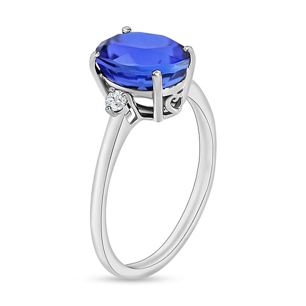 Shop Lc Luxoro Premium Tanzanite And G-H I1-I2 Diamond 2.10 Ctw Ring In 14K White Gold 4 Grams (Del. In 10-12 Days)