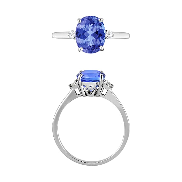 Shop Lc Luxoro Premium Tanzanite And G-H I1-I2 Diamond 2.10 Ctw Ring In 14K White Gold 4 Grams (Del. In 10-12 Days)