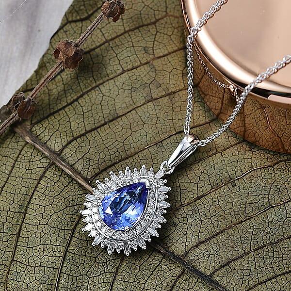 Shop Lc Luxoro Premium Tanzanite And G-H I2 Diamond 2.30 Ctw Crown Of Dreams Pendant Necklace In 10K White Gold 20 Inches
