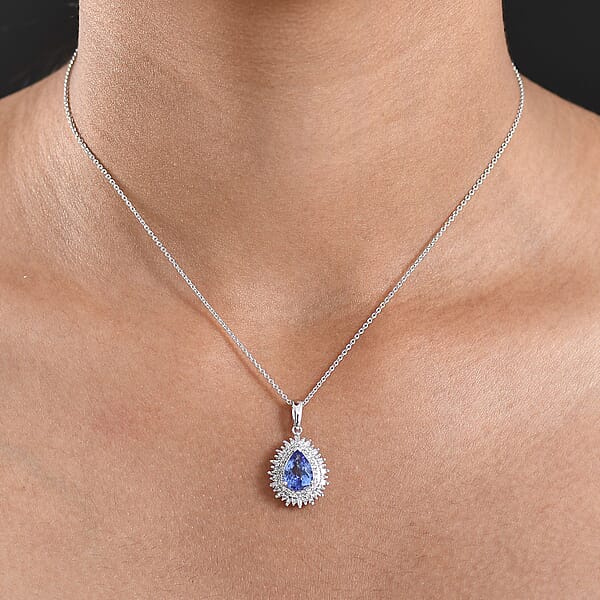Shop Lc Luxoro Premium Tanzanite And G-H I2 Diamond 2.30 Ctw Crown Of Dreams Pendant Necklace In 10K White Gold 20 Inches