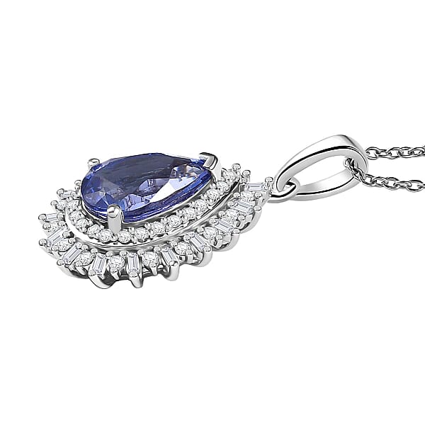Shop Lc Luxoro Premium Tanzanite And G-H I2 Diamond 2.30 Ctw Crown Of Dreams Pendant Necklace In 10K White Gold 20 Inches