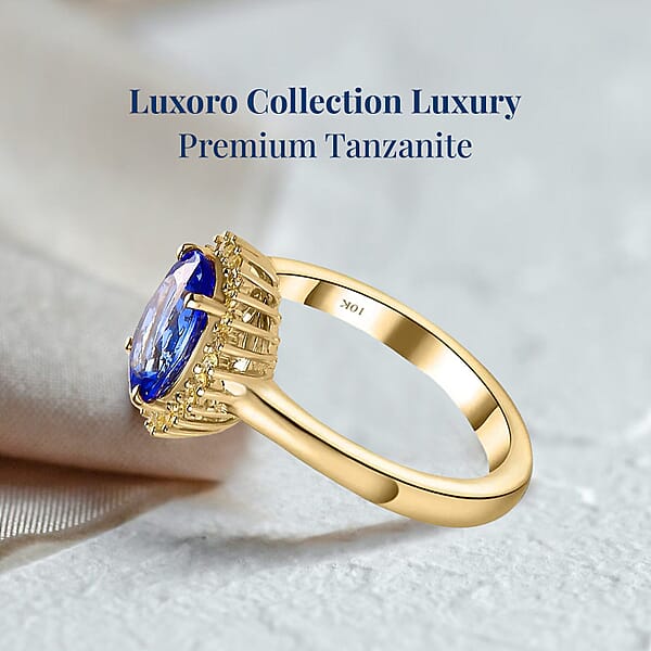 Shop Lc Luxoro Premium Tanzanite And I3 Natural Yellow Diamond 3.00 Ctw Sunburst Ring In 10K Yellow Gold