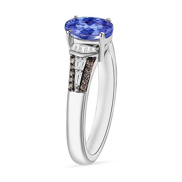 Shop Lc Luxoro Premium Tanzanite I1 Natural Champagne And White Diamond 1.60 Ctw Ring In 14K White Gold (Del. In 10-12 Days)