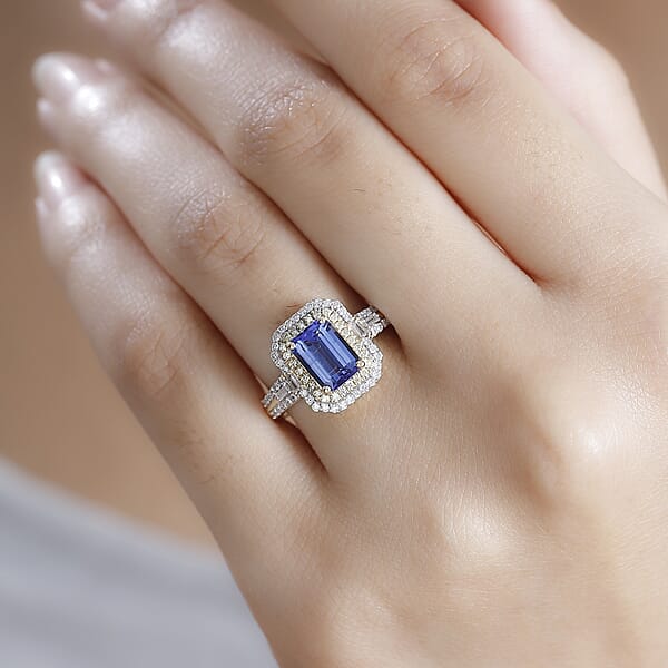 Shop Lc Luxoro Premium Tanzanite I2 Natural Yellow And White Diamond 2.35 Ctw Ring In 10K Yellow Gold
