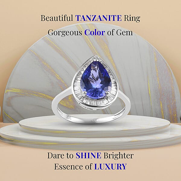 Shop Lc Luxoro Premium Tanzanite Ring 10K White Gold Ring Diamond Halo Ring Tanzanite Halo Ring Engagement Ring For Women 2.40 Ctw (Del. In 10-12 Days)