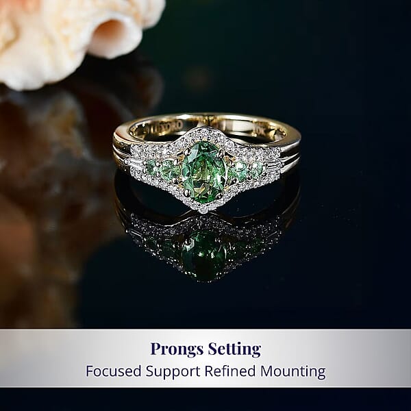 Shop Lc Luxoro Premium Tsavorite Garnet And I2 Diamond 1.25 Ctw Ring In 10K Yellow Gold