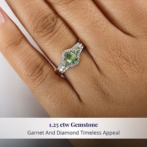 Shop Lc Luxoro Premium Tsavorite Garnet And I2 Diamond 1.25 Ctw Ring In 10K Yellow Gold