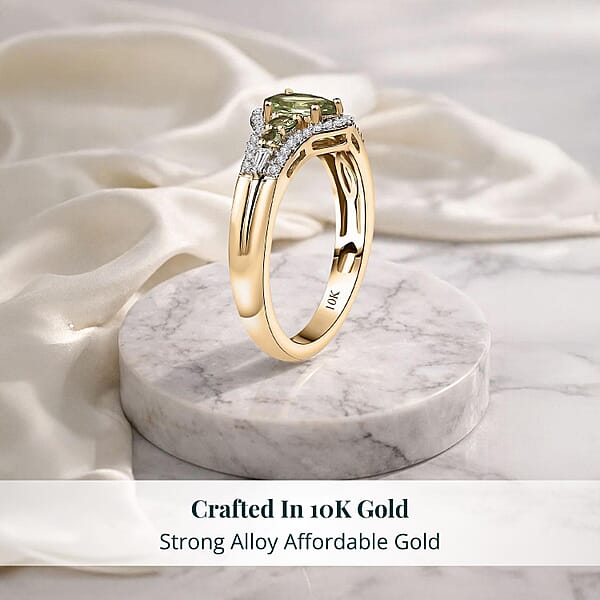 Shop Lc Luxoro Premium Tsavorite Garnet And I2 Diamond 1.25 Ctw Ring In 10K Yellow Gold