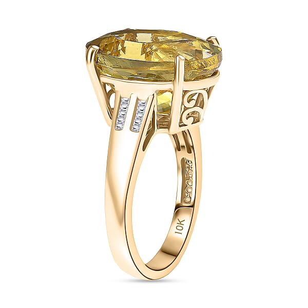 Shop Lc Luxoro Premium Yellow Apatite And Diamond G-H I1 11.70 Ctw Ring In 10K Yellow Gold