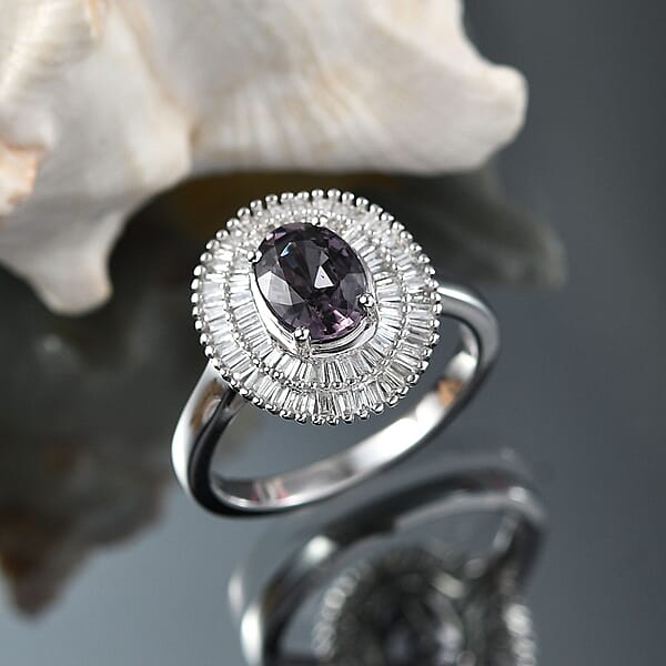 Shop Lc Luxoro Royal Lavender Spinel And I2 Diamond 2.20 Ctw Classic Double Halo Ring In 10K White Gold