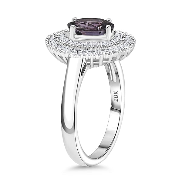 Shop Lc Luxoro Royal Lavender Spinel And I2 Diamond 2.20 Ctw Classic Double Halo Ring In 10K White Gold