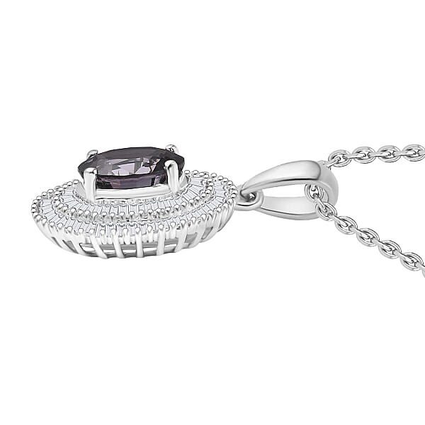 Shop Lc Luxoro Royal Lavender Spinel I2 Diamond 2.25 Ctw Classic Double Halo Pendant Necklace 20 Inches In 10K White Gold