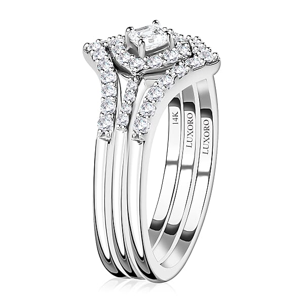 Shop Lc Luxoro SGL Certified 14K White Gold Diamond G-H I1 Set Of 3 Stackable Ring 0.50 Ctw