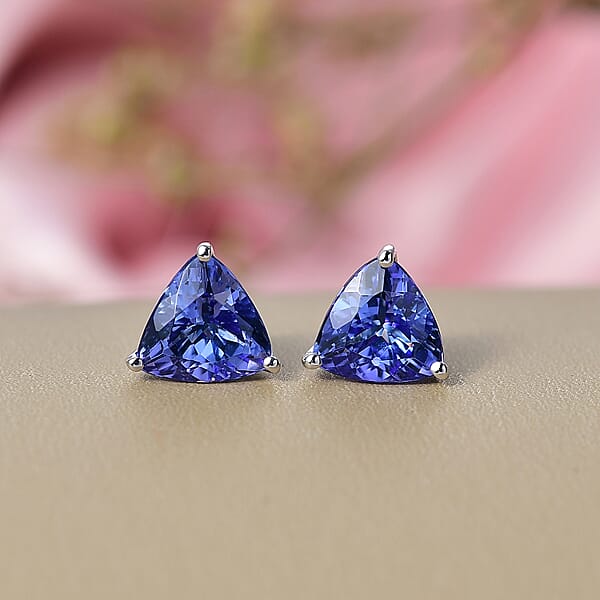 Shop Lc Luxoro Tanzanite Solitaire Stud Earrings In 10K White Gold 2.00 Ctw