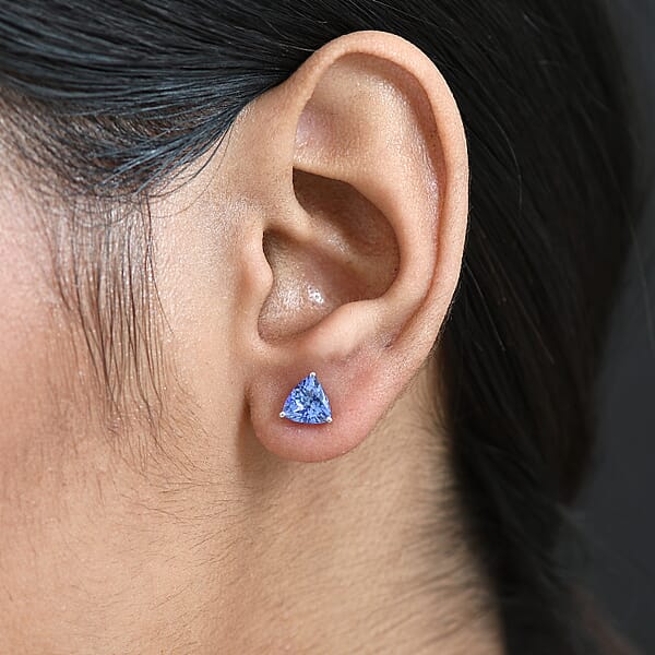 Shop Lc Luxoro Tanzanite Solitaire Stud Earrings In 10K White Gold 2.00 Ctw