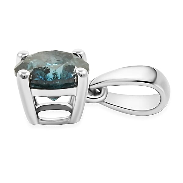 Shop Lc Luxoro Venice Blue Diamond (I1-I2) 1.00 Ctw Solitaire Pendant Without Chain In 10K White Gold