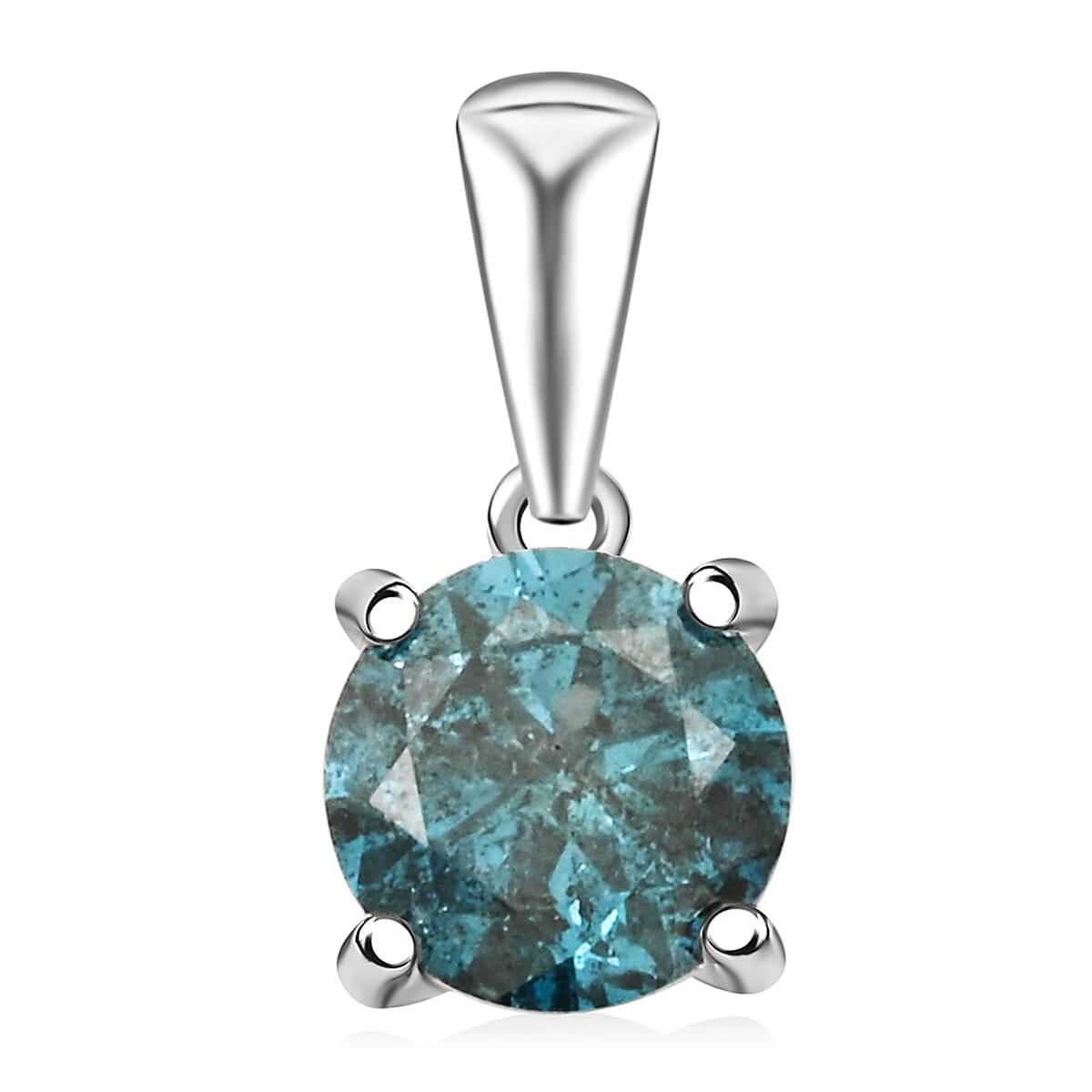 shop lc Luxoro Venice Blue Diamond (I1-I2) 1.00 ctw Solitaire Pendant without Chain in 10K White Gold