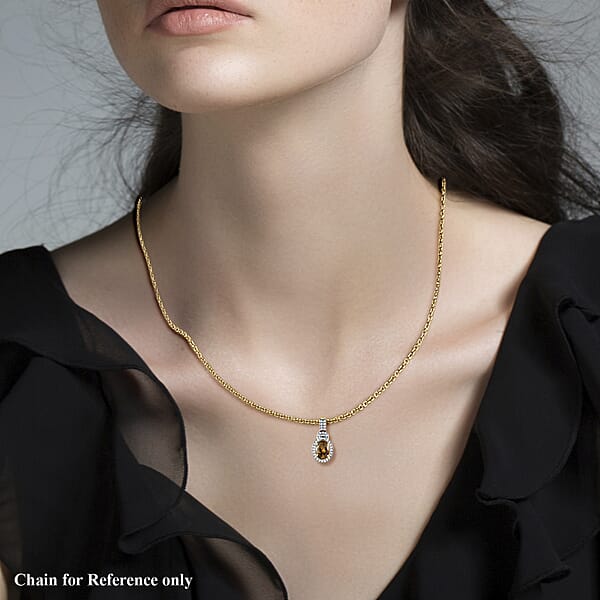 Shop Lc LuxoroPremium Golden Tanzanite And G-H I3 Diamond 2.25 Ctw Halo Pendant In 14K Yellow Gold