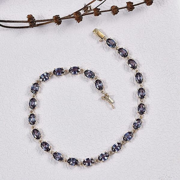 Shop Lc Luxuriant AAA Lab Grown Alexandrite 10.25 Ctw Golden Eclipse Bracelet In 10K Yellow Gold (6.50 In)