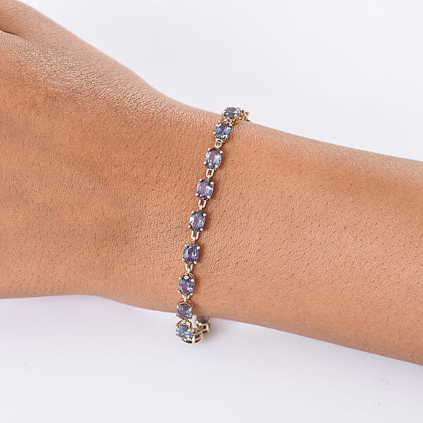 Shop Lc Luxuriant AAA Lab Grown Alexandrite 10.25 Ctw Golden Eclipse Bracelet In 10K Yellow Gold (6.50 In)