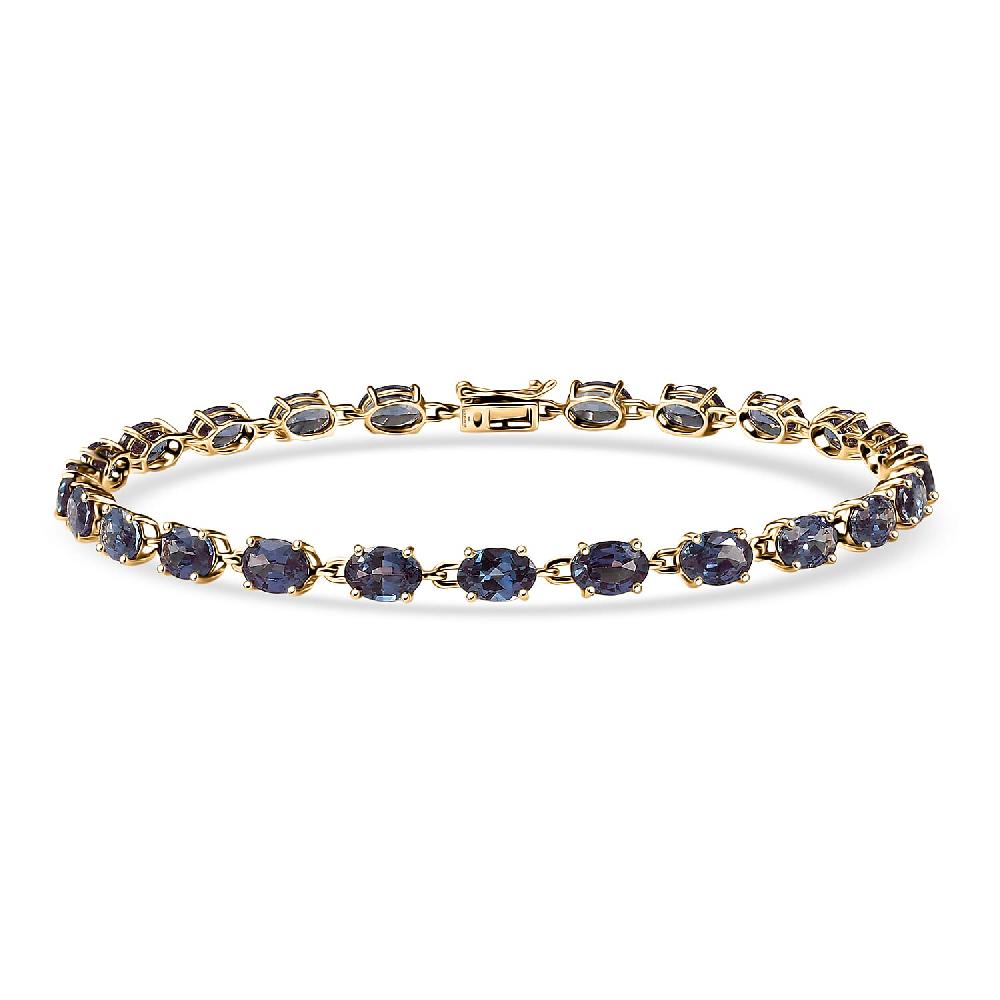 shop lc Luxuriant AAA Lab Grown Alexandrite 10.25 ctw Golden Eclipse Bracelet in 10K Yellow Gold (6.50 In)
