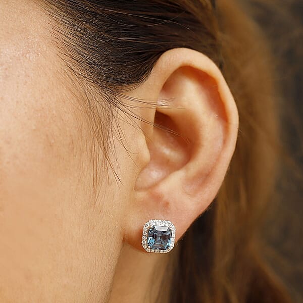 Shop Lc Luxuriant AAA Lab Grown Alexandrite And E-F VS Lab Grown Diamond 4.28 Ctw Earrings In 10K White Gold