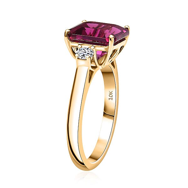 Shop Lc Luxuriant AAA Lab Grown Bixbite And Lab Grown Diamond E-F VS 3.25 Ctw Ring In 10K Yellow Gold