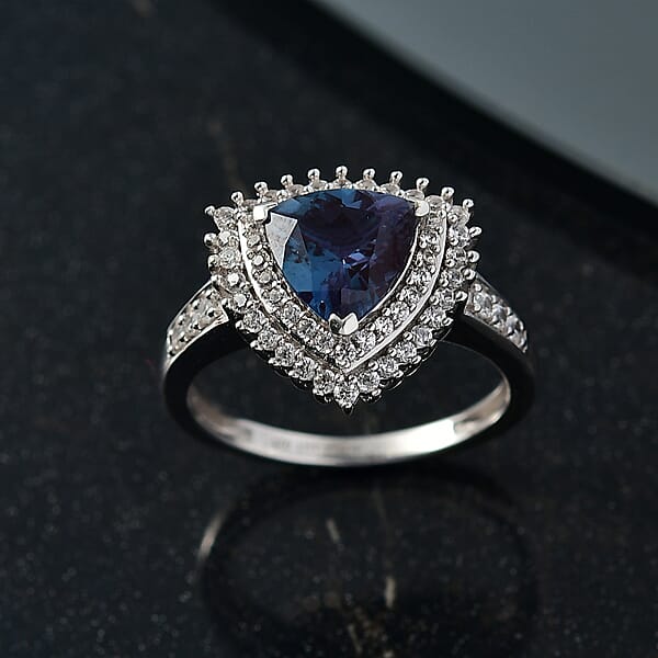 Shop Lc Luxuriant Lab Grown Alexandrite White Zircon Ring In Rhodium Over Sterling Silver 3.25 Ctw
