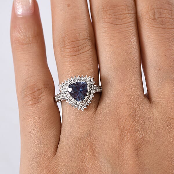 Shop Lc Luxuriant Lab Grown Alexandrite White Zircon Ring In Rhodium Over Sterling Silver 3.25 Ctw