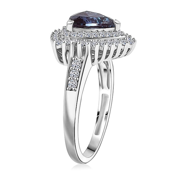 Shop Lc Luxuriant Lab Grown Alexandrite White Zircon Ring In Rhodium Over Sterling Silver 3.25 Ctw