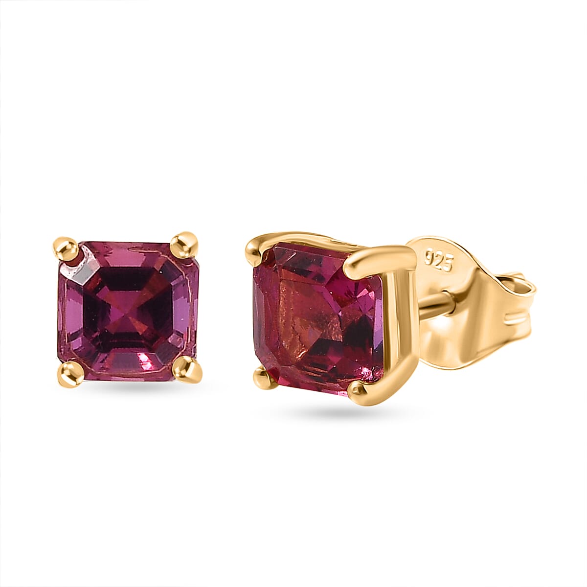 shop lc Luxuriant Lab Grown Bixbite 1.20 ctw Earrings in 18K Vermeil Yellow Gold Over Sterling Silver