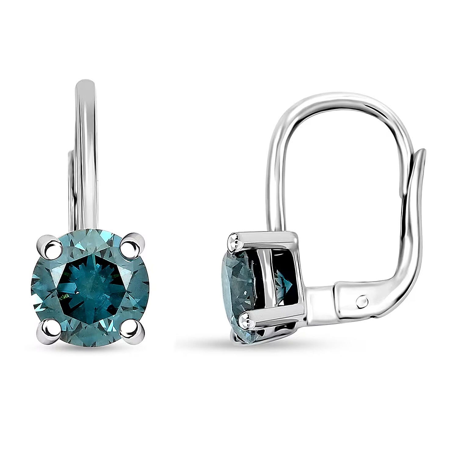 shop lc Luxuriant Lab Grown Blue Diamond (IR) 2.00 ctw Earrings in 14K White Gold