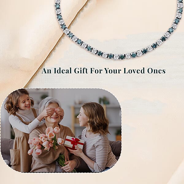 Shop Lc Luxuriant Lab Grown Blue Diamond (IR) And Lab Grown White Diamond SI 3.00 Ctw Midnight Ice Bracelet In Rhodium Over Sterling Silver (6.50 In)