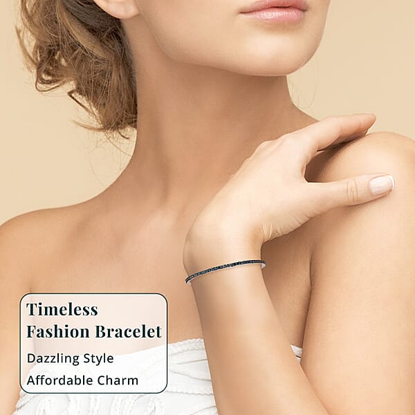 Shop Lc Luxuriant Lab Grown Blue Diamond (IR) SI 3.50 Ctw Starry Night Bracelet In Rhodium Over Sterling Silver (8.00 In)