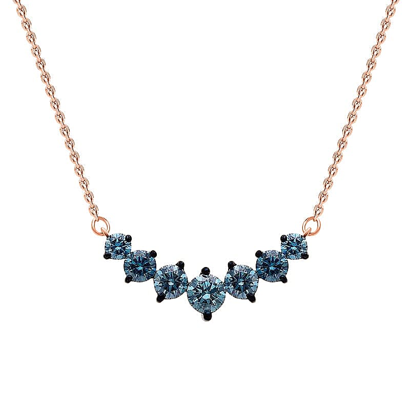 shop lc Luxuriant Lab Grown Blue Diamond (IR) VS 1.00 ctw Necklace in 18K Vermeil Rose Gold Over Sterling Silver 20 Inches (Del. in 10-12 Days)