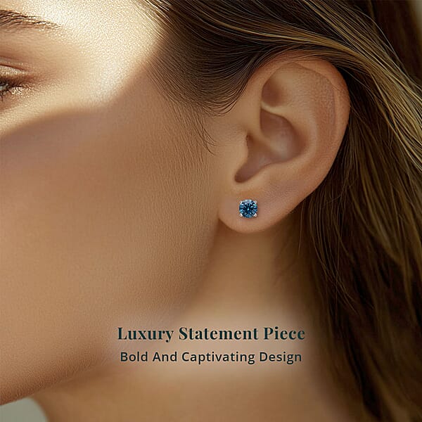 Shop Lc Luxuriant Lab Grown Blue Diamond (IR) VS 4.00 Ctw Stud Earrings In 950 Platinum