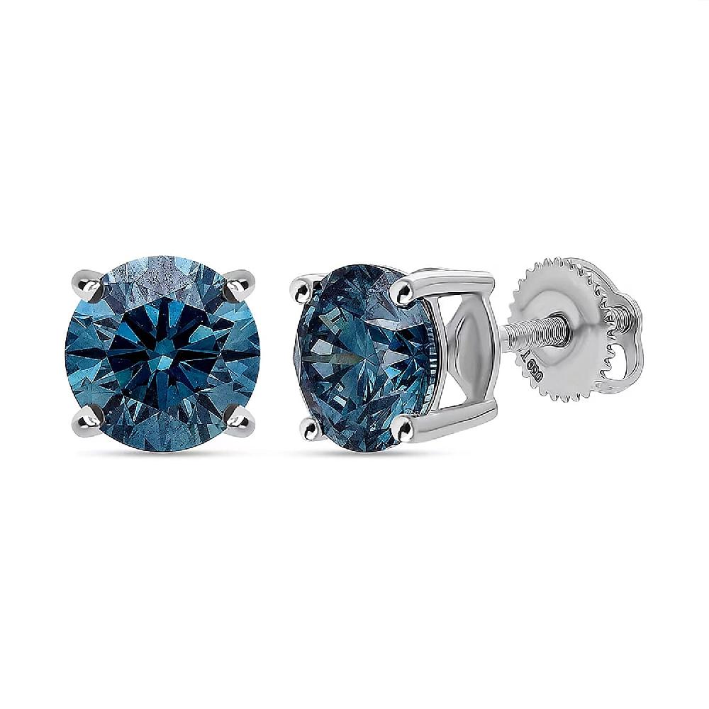 shop lc Luxuriant Lab Grown Blue Diamond (IR) VS 4.00 ctw Stud Earrings in 950 Platinum