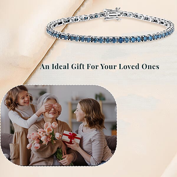 Shop Lc Luxuriant Lab Grown Blue Diamond (IR) VS 5.00 Ctw Bracelet In Rhodium Over Sterling Silver (7.25 In)
