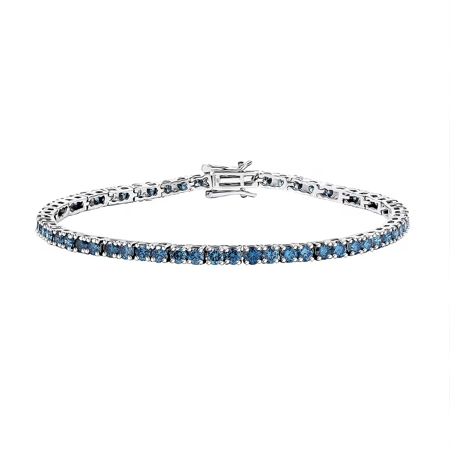 shop lc Luxuriant Lab Grown Blue Diamond (IR) VS 5.00 ctw Bracelet in Rhodium Over Sterling Silver (7.25 In)