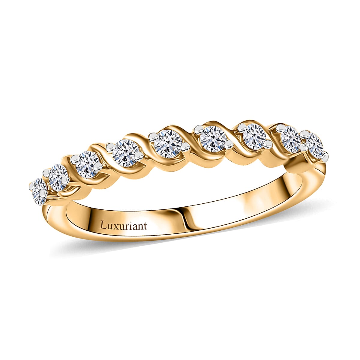 shop lc Luxuriant Lab Grown Diamond 0.30 ctw Band Ring in 18K Vermeil Yellow Gold Over Sterling Silver
