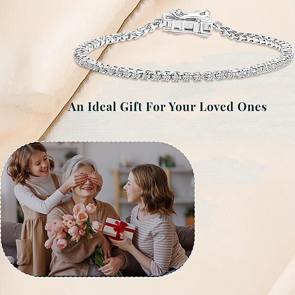 Shop Lc Luxuriant Lab Grown Diamond 1.00 Ctw Bracelet In Rhodium Over Sterling Silver (6.50 In) (Del. In 12-15 Days)