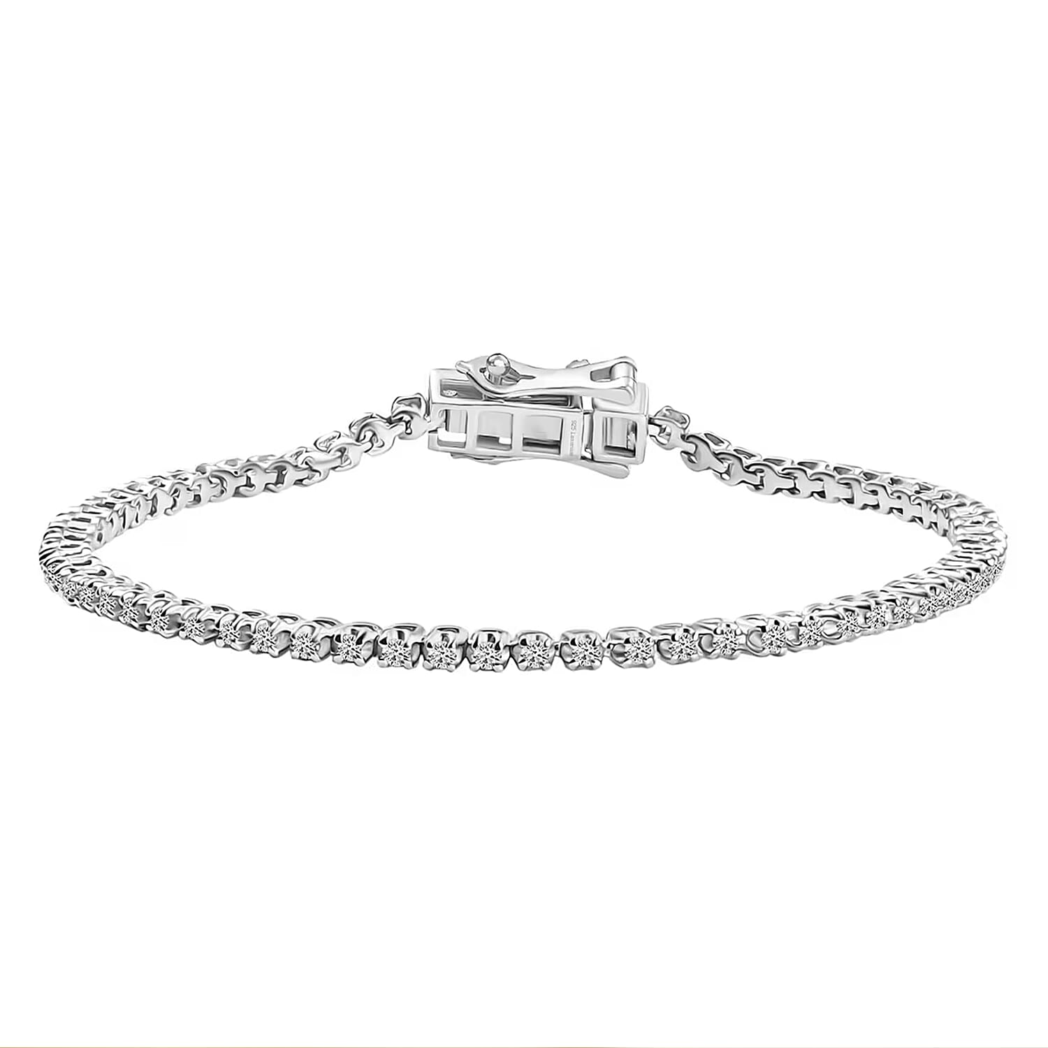 shop lc Luxuriant Lab Grown Diamond 1.00 ctw Bracelet in Rhodium Over Sterling Silver (6.50 In) (Del. in 12-15 Days)