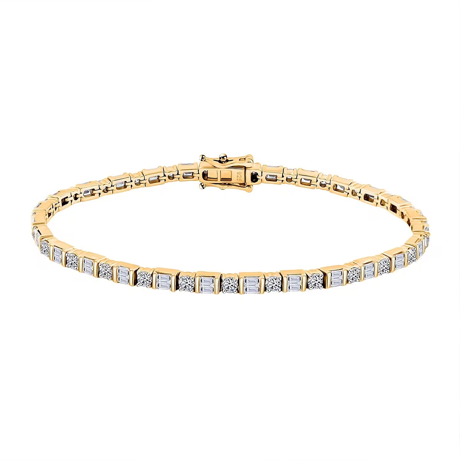 shop lc Luxuriant Lab Grown Diamond 3.00 ctw Tennis Bracelet in 14K Yellow Gold Over Sterling Silver (7.25 In)