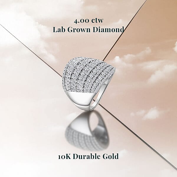 Shop Lc Luxuriant Lab Grown Diamond 4.00 Ctw Ring In 10K White Gold 7.75 Grams