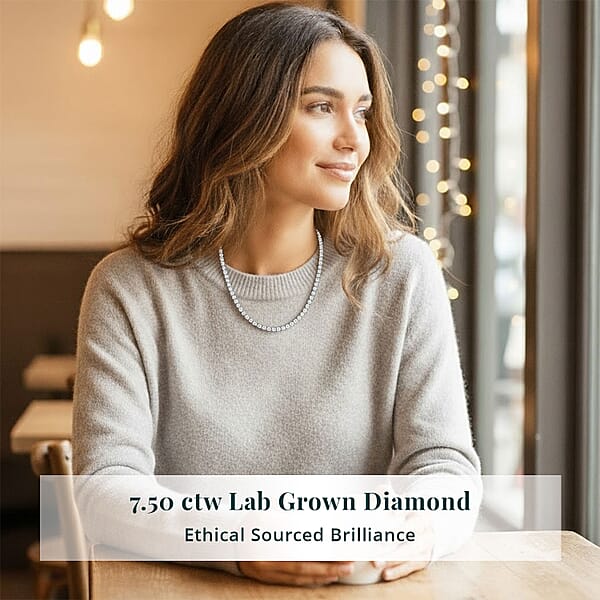 Shop Lc Luxuriant Lab Grown Diamond 7.50 Ctw Infinite Glow Necklace In 14K White Gold 18 Inches 11.65 Grams