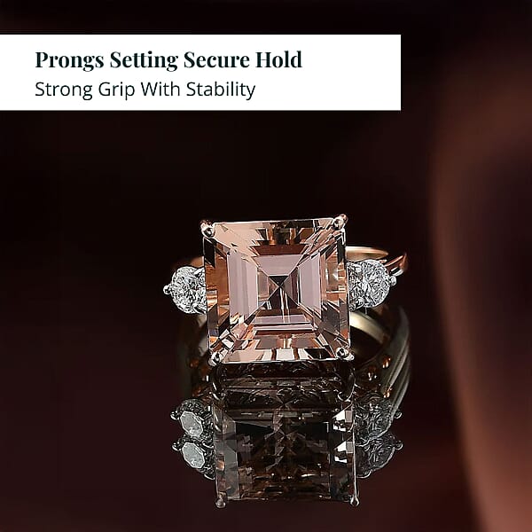 Shop Lc Luxuriant Lab Grown Diamond AAA Asscher Cut Marropino Morganite Art Deco Ring In 14K Rose Gold 8.35 Ctw