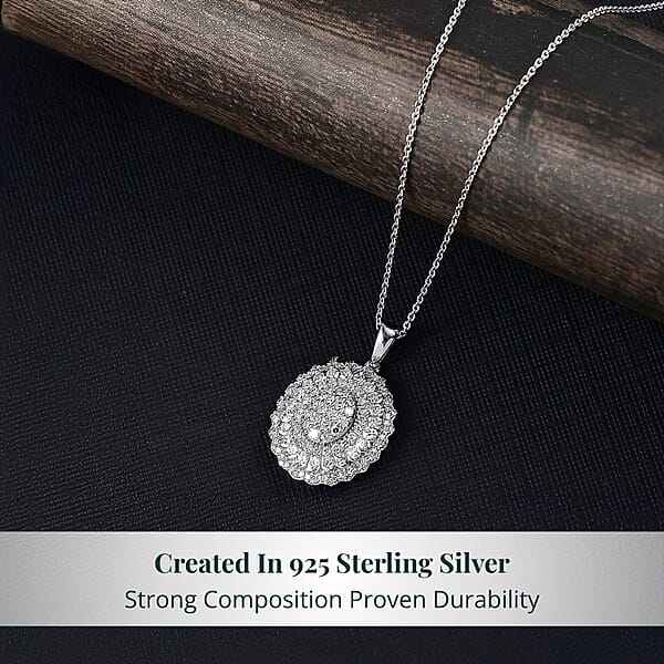 Shop Lc Luxuriant Lab Grown Diamond Bloom Pendant Necklace In Rhodium Over Sterling Silver 1.00 Ctw (20 Inches)